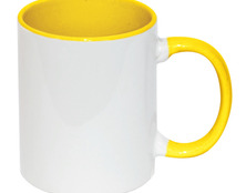 Кружка цветная внутри с цветной ручкой желтый